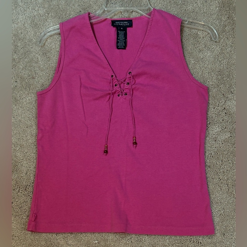 Jones New York Fuchsia Lace-Up Tank Top